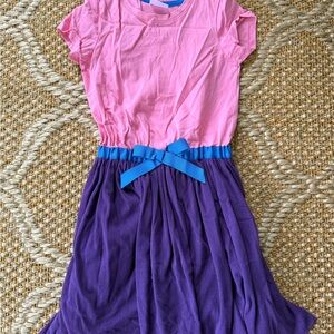 Hanna Andersson Girla Pink and Purple Bow Waist Dress. Easter or Spring!